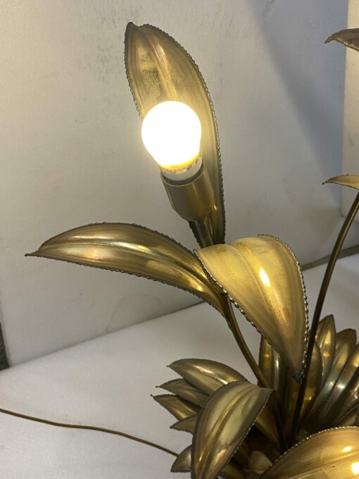 1970′ Plante Éclairante en Laiton Maison Jansen 3 Têtes H 113 cm X 80 cm Ø – Image 11