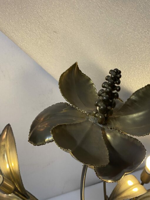 1970′ Plante Éclairante en Laiton Maison Jansen 3 Têtes H 113 cm X 80 cm Ø – Image 10