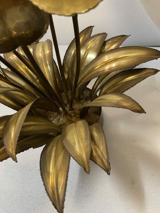 1970′ Plante Éclairante en Laiton Maison Jansen 3 Têtes H 113 cm X 80 cm Ø – Image 8