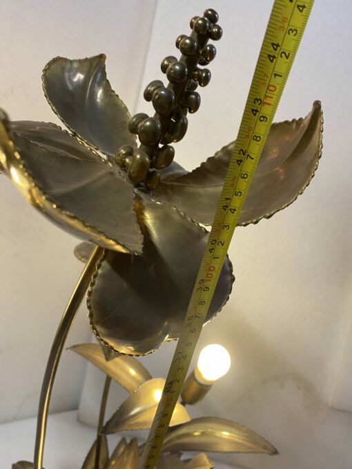 1970′ Plante Éclairante en Laiton Maison Jansen 3 Têtes H 113 cm X 80 cm Ø – Image 7