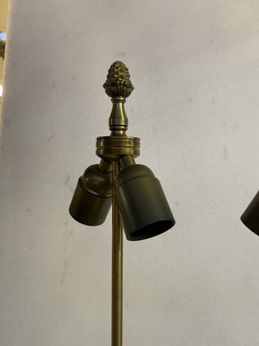 1970′ Pair Of Maison Charles Style Bronze Lamps With Amber Colored Bakelite Egg - Image 3
