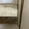 1950/70′ Bout De Canapé Avec Galerie Maison Baguès Laiton et Bronze Plateaux Miroir Oxydé Vieilli et Fleur 50 X 50 X H 50 cm – Image 7