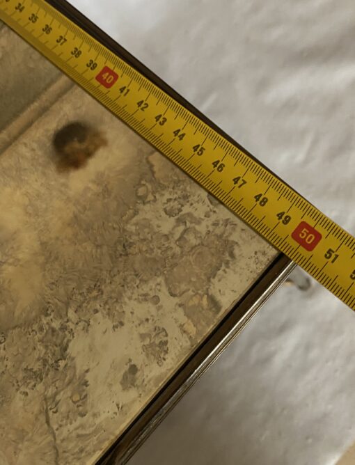 1950/70′ End Of Sofa With Gallery Maison Baguès Brass and Bronze Aged Oxidized Mirror Trays and Flower 50 X 50 X H 50 cm - Image 3