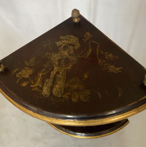 1970′ Maison Baguès Style Corner Bamboo Decor in Gilt Bronze With Chinese Lacquer Trays 29 X 29 X H 52 cm - Image 11