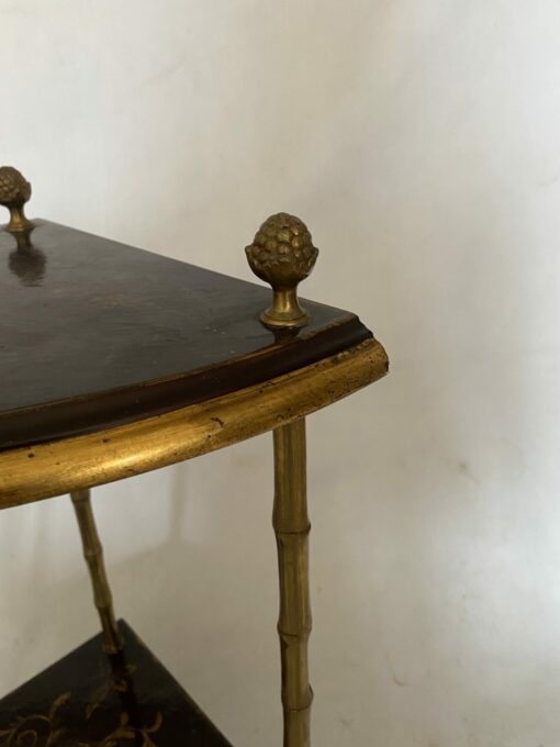 1970′ Maison Baguès Style Corner Bamboo Decor in Gilt Bronze With Chinese Lacquer Trays 29 X 29 X H 52 cm - Image 9