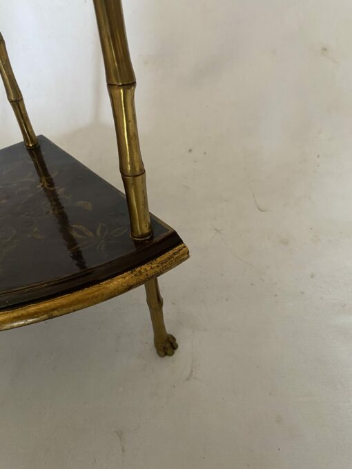1970′ Maison Baguès Style Corner Bamboo Decor in Gilt Bronze With Chinese Lacquer Trays 29 X 29 X H 52 cm - Image 8