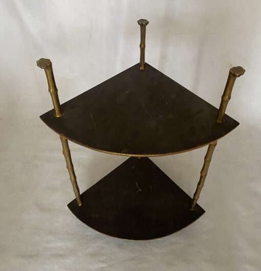 1970′ Maison Baguès Style Corner Bamboo Decor in Gilt Bronze With Chinese Lacquer Trays 29 X 29 X H 52 cm - Image 7
