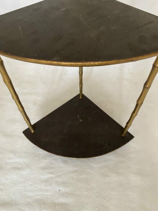 1970′ Maison Baguès Style Corner Bamboo Decor in Gilt Bronze With Chinese Lacquer Trays 29 X 29 X H 52 cm - Image 6