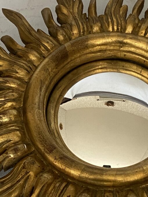 1950/70' Convex Sun Mirror, Golden Wood – Diameter 50 cm - Image 7