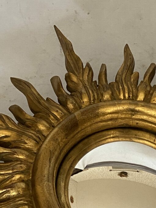 1950/70' Convex Sun Mirror, Golden Wood – Diameter 50 cm - Image 6