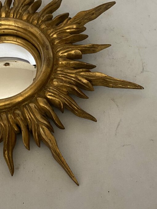 1950/70' Convex Sun Mirror, Golden Wood – Diameter 50 cm - Image 4