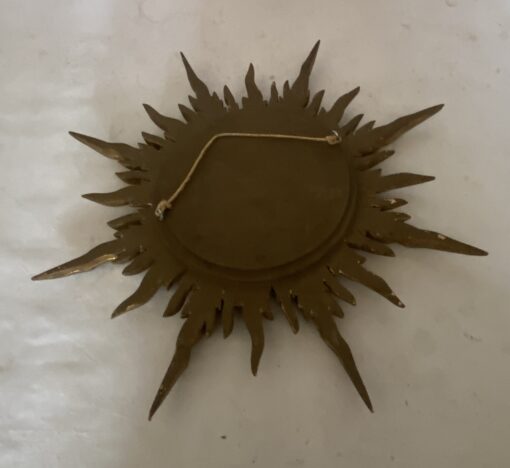 1950/70' Convex Sun Mirror, Golden Wood – Diameter 50 cm - Image 3