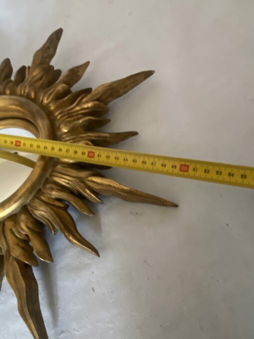 1950/70' Convex Sun Mirror, Golden Wood – Diameter 50 cm - Image 2