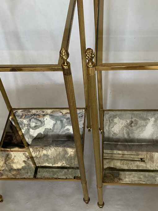1970′ Paire de Bouts de Canapé Carrés Maison Baguès Plateaux Miroirs Oxydés Argentés 33 X 33 X H 67 cm – Image 11
