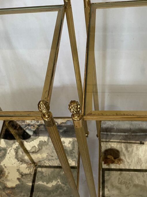 1970′ Paire de Bouts de Canapé Carrés Maison Baguès Plateaux Miroirs Oxydés Argentés 33 X 33 X H 67 cm – Image 10