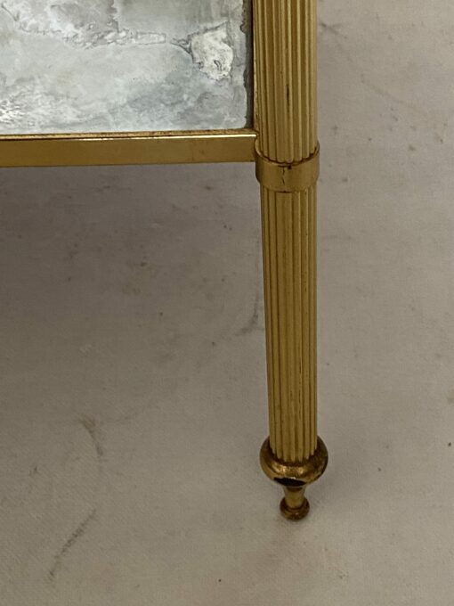 1970′ Paire de Bouts de Canapé Carrés Maison Baguès Plateaux Miroirs Oxydés Argentés 33 X 33 X H 67 cm – Image 7