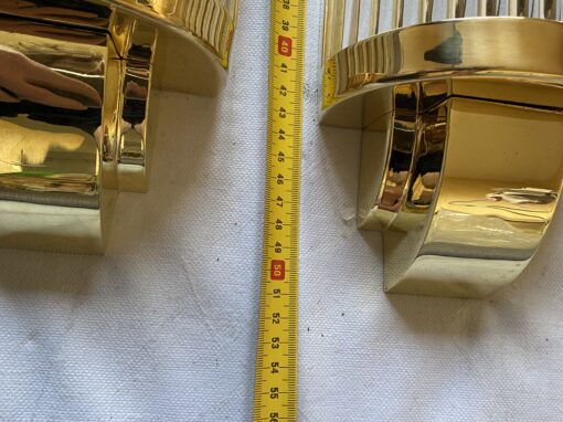 1970’Pair Of Wall Lamps In Brass With Glass Tubes In The Style Of Genet Michon Or Petitot H 51 cm - Image 10