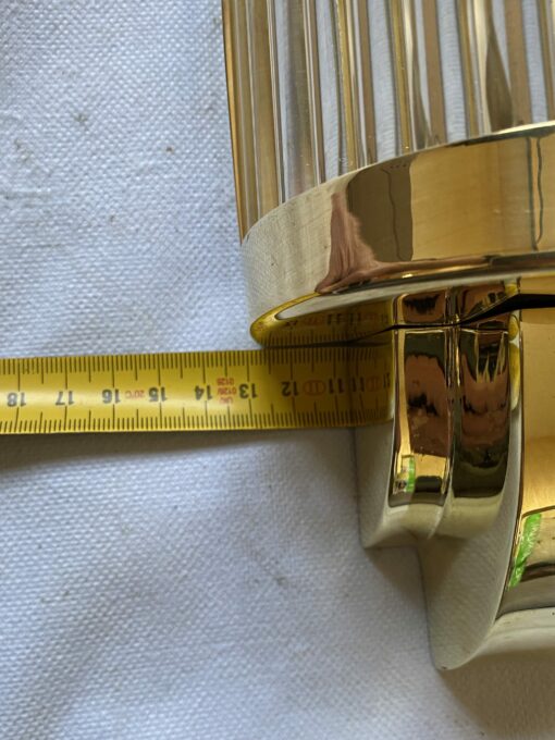1970’Pair Of Wall Lamps In Brass With Glass Tubes In The Style Of Genet Michon Or Petitot H 51 cm - Image 9