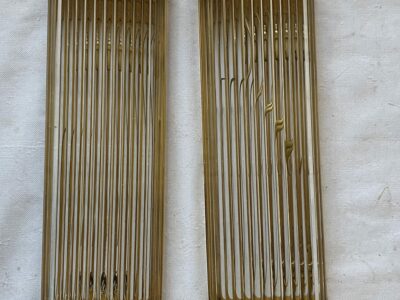1970’Pair Of Wall Lamps In Brass With Glass Tubes In The Style Of Genet Michon Or Petitot H 51 cm