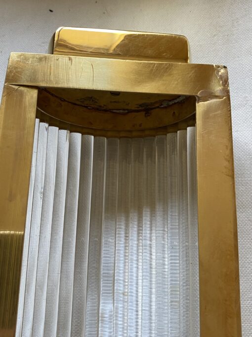 1970’Pair Of Wall Lamps In Brass With Glass Tubes In The Style Of Genet Michon Or Petitot H 51 cm - Image 4