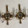 1950/70′  2 Pairs of Sconces in Gilted Bronze With Convex Mirror Petitot Signed - Image 2