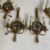 1950/70′  2 Pairs of Sconces in Gilted Bronze With Convex Mirror Petitot Signed - Image 4