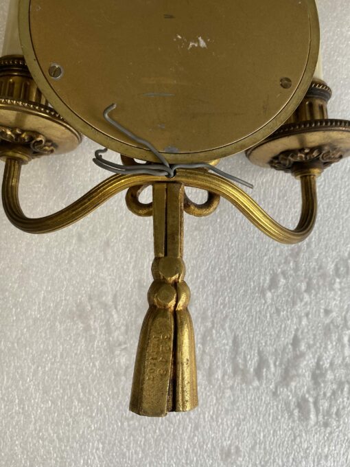 1950/70′  2 Pairs of Sconces in Gilted Bronze With Convex Mirror Petitot Signed - Image 8