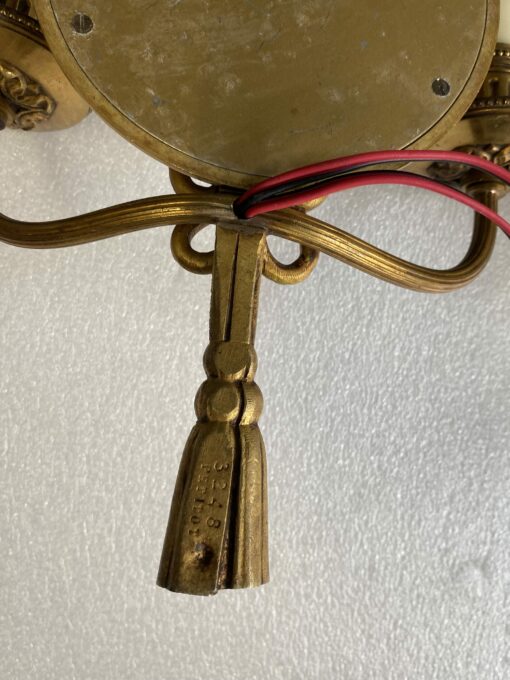 1950/70′  2 Pairs of Sconces in Gilted Bronze With Convex Mirror Petitot Signed - Image 10