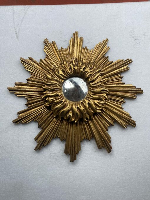1950′ Sun Mirror 2 Evolutions Golden Wood 75 Cm Diameter