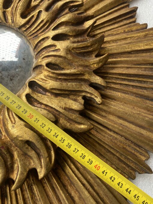 1950′ Sun Mirror 2 Evolutions Golden Wood 75 Cm Diameter - Image 2