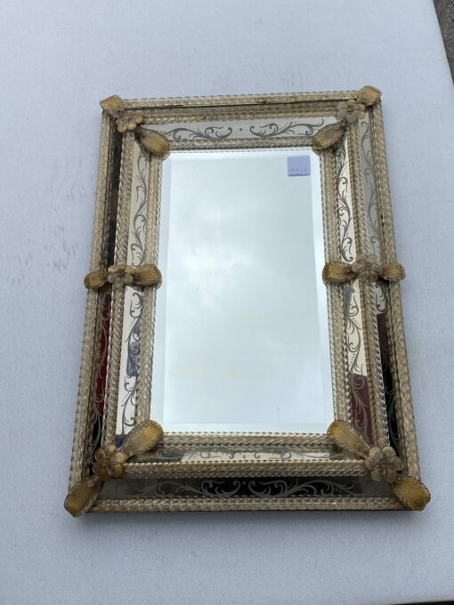 1950/70′ Veronese Style Murano Mirror Rectangular Pareclose with Reserve 70 X 52 cm