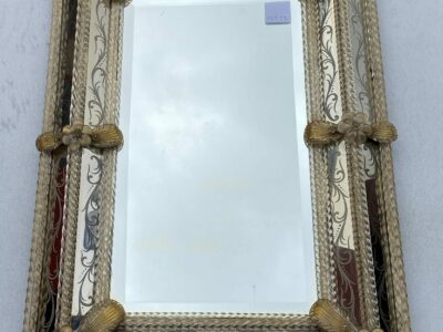1950/70′ Miroir Murano Style Véronèse Pareclose Rectangulaire avec Réserve Doré A l' Or 70 X 52 cm