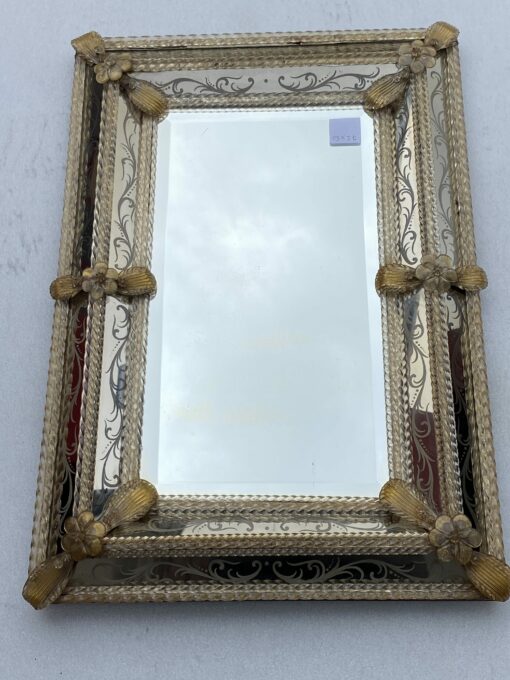 1950/70′ Veronese Style Murano Mirror Rectangular Pareclose with Reserve 70 X 52 cm - Image 9