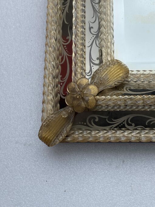 1950/70′ Veronese Style Murano Mirror Rectangular Pareclose with Reserve 70 X 52 cm - Image 8