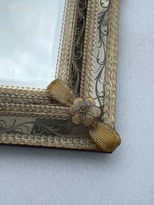 1950/70′ Veronese Style Murano Mirror Rectangular Pareclose with Reserve 70 X 52 cm - Image 7