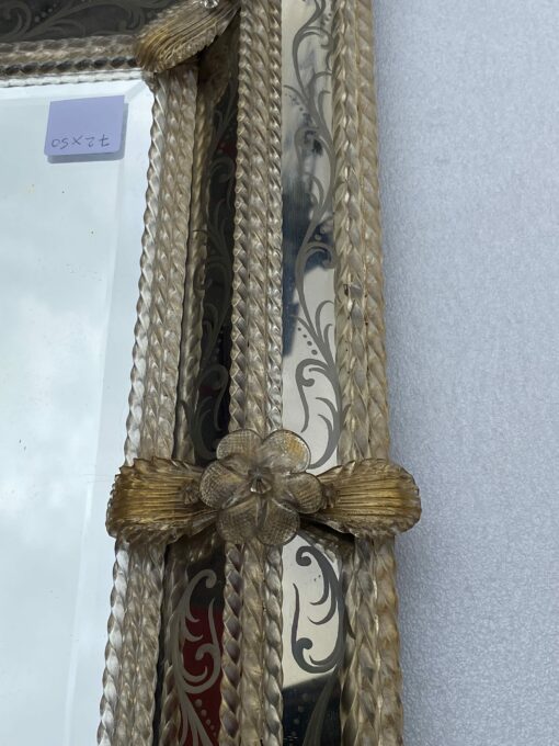 1950/70′ Veronese Style Murano Mirror Rectangular Pareclose with Reserve 70 X 52 cm - Image 6