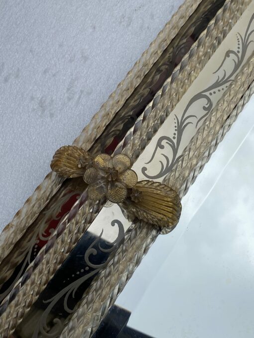 1950/70′ Veronese Style Murano Mirror Rectangular Pareclose with Reserve 70 X 52 cm - Image 5