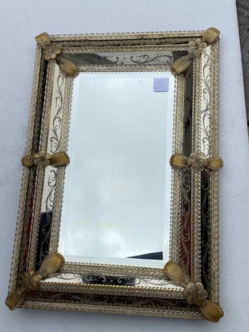 1950/70′ Veronese Style Murano Mirror Rectangular Pareclose with Reserve 70 X 52 cm - Image 2