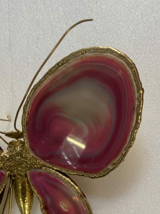 1970’ Butterfly Wall Lamp in Bronze or Brass, Duval Brasseur Or Isabelle Faure, 4 Bulbs, Agate Wings: 45 x H 43 cm - Image 7