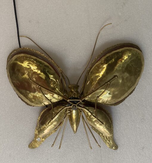 1970’ Butterfly Wall Lamp in Bronze or Brass, Duval Brasseur Or Isabelle Faure, 4 Bulbs, Agate Wings: 45 x H 43 cm - Image 8