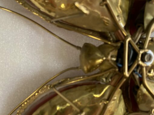 1970’ Butterfly Wall Lamp in Bronze or Brass, Duval Brasseur Or Isabelle Faure, 4 Bulbs, Agate Wings: 45 x H 43 cm - Image 9