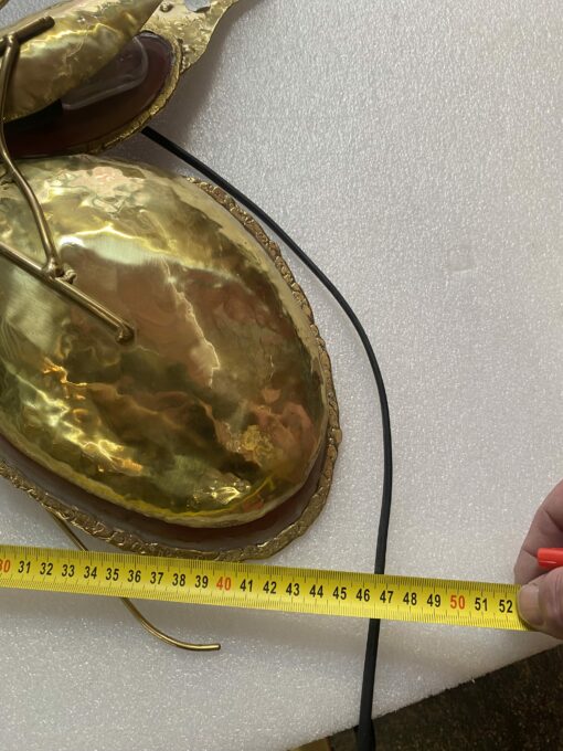 1970’ Butterfly Wall Lamp in Bronze or Brass, Duval Brasseur Or Isabelle Faure, 4 Bulbs, Agate Wings: 45 x H 43 cm - Image 13