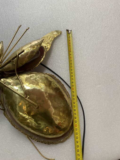 1970’ Butterfly Wall Lamp in Bronze or Brass, Duval Brasseur Or Isabelle Faure, 4 Bulbs, Agate Wings: 45 x H 43 cm - Image 15