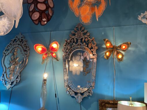 1970’ Butterfly Wall Lamp in Bronze or Brass, Duval Brasseur Or Isabelle Faure, 4 Bulbs, Agate Wings: 45 x H 43 cm - Image 16