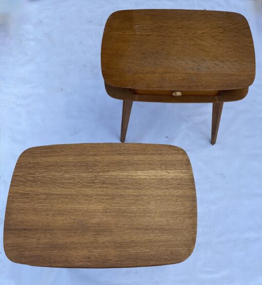 1950' Pair Of Oak Bedside Tables Ovoid Shape Design 55 X 36 X H 59 cm - Image 2