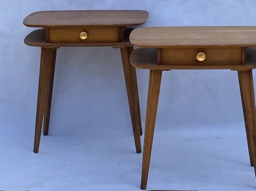 1950' Pair Of Oak Bedside Tables Ovoid Shape Design 55 X 36 X H 59 cm - Image 3