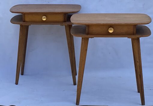 1950' Pair Of Oak Bedside Tables Ovoid Shape Design 55 X 36 X H 59 cm