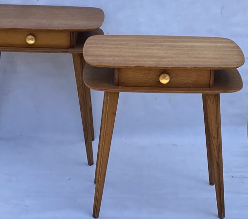 1950' Pair Of Oak Bedside Tables Ovoid Shape Design 55 X 36 X H 59 cm - Image 4
