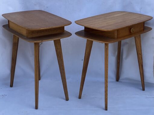 1950' Pair Of Oak Bedside Tables Ovoid Shape Design 55 X 36 X H 59 cm - Image 6