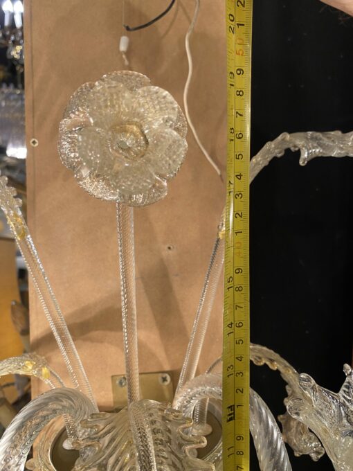 1950/70′ Pair of Wall Lamps with 2 Arms of Light in Murano Crystal With Gold Flakes 45 H X 38 X 20 cm - Image 6